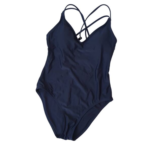 Hurley Women's One Piece Swimsuit Size Medium Navy Blue Solid Strappy NWOT - Picture 1 of 6